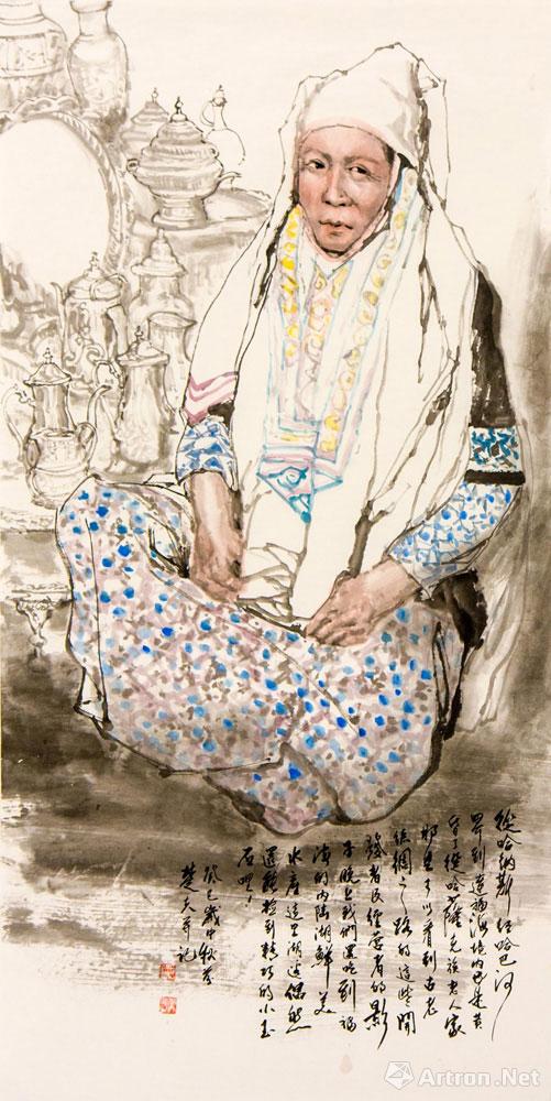 哈萨克族老人(3)_少数民族人物写生_蔡楚夫作品展_蔡