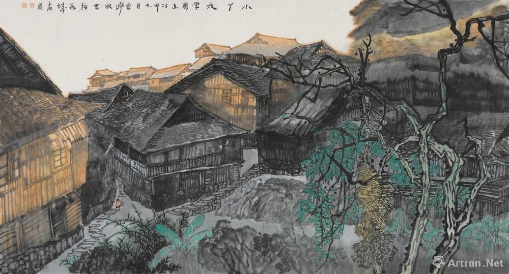 小丫放学_山水画集_王雪峰作品展_王雪峰在线作品_-家