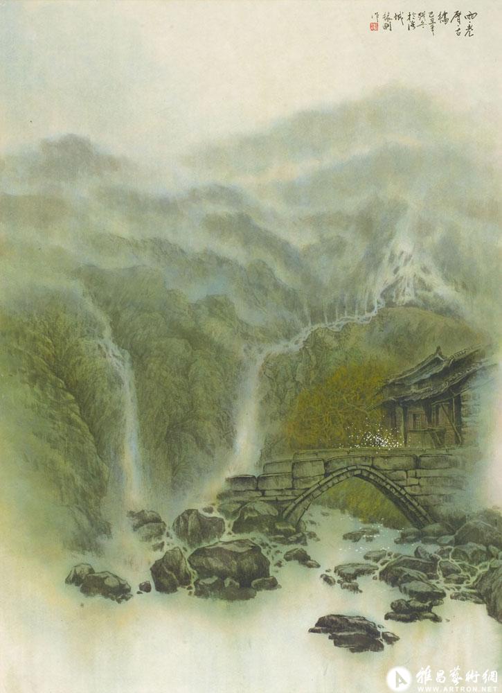 雨·老厝·古桥_国画作品在线展_姜振国作品展_姜振国