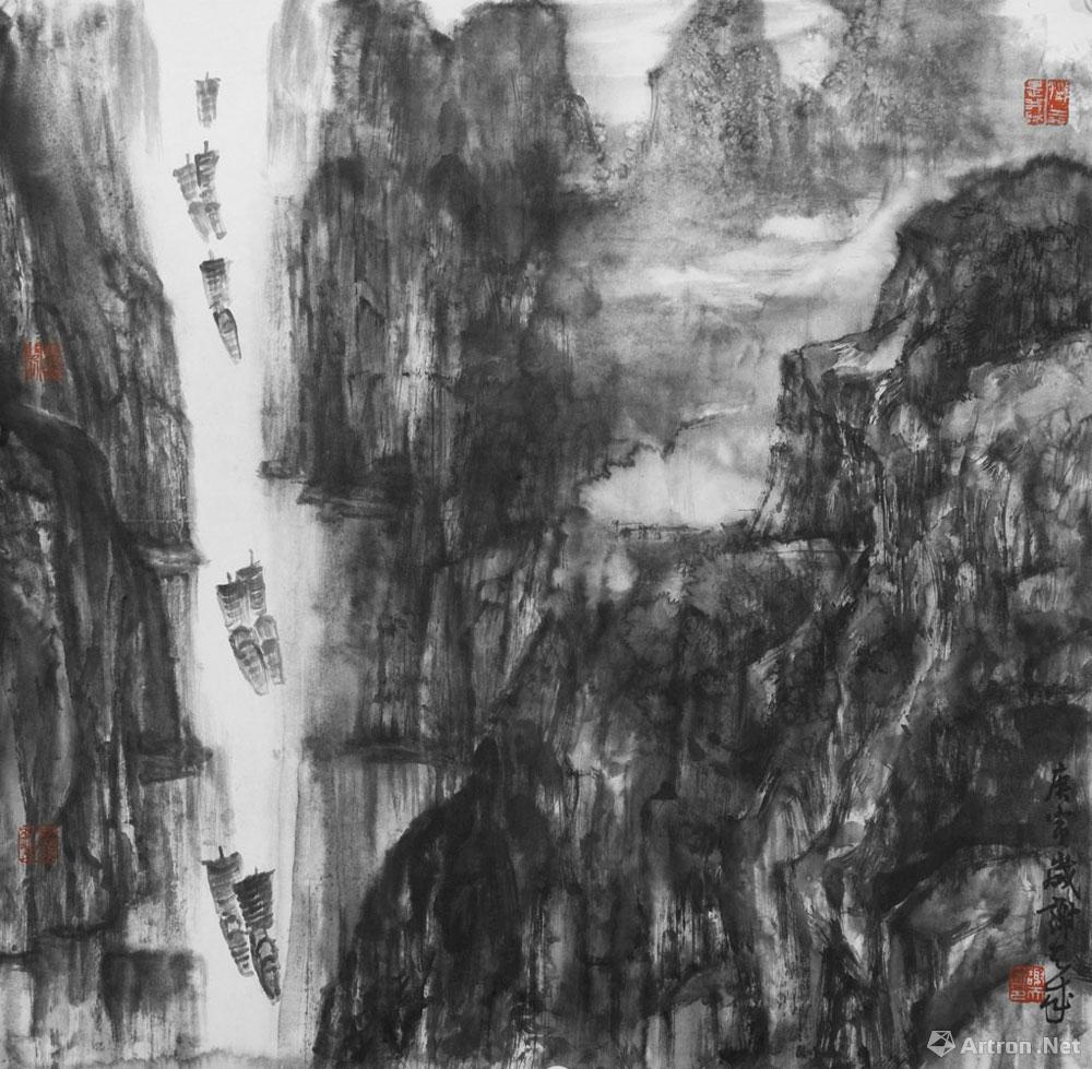 点点漓江帆_国画在线作品展_谢天成作品展_谢天成在线作品_谢天成官方