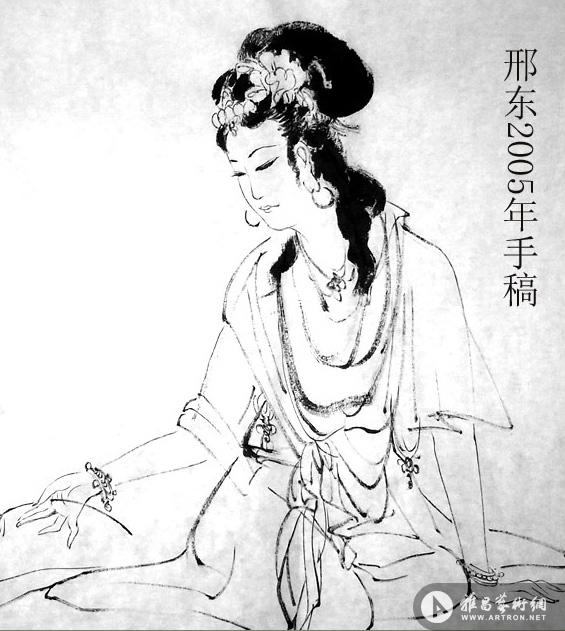 巨幅千手观音线描(手稿)