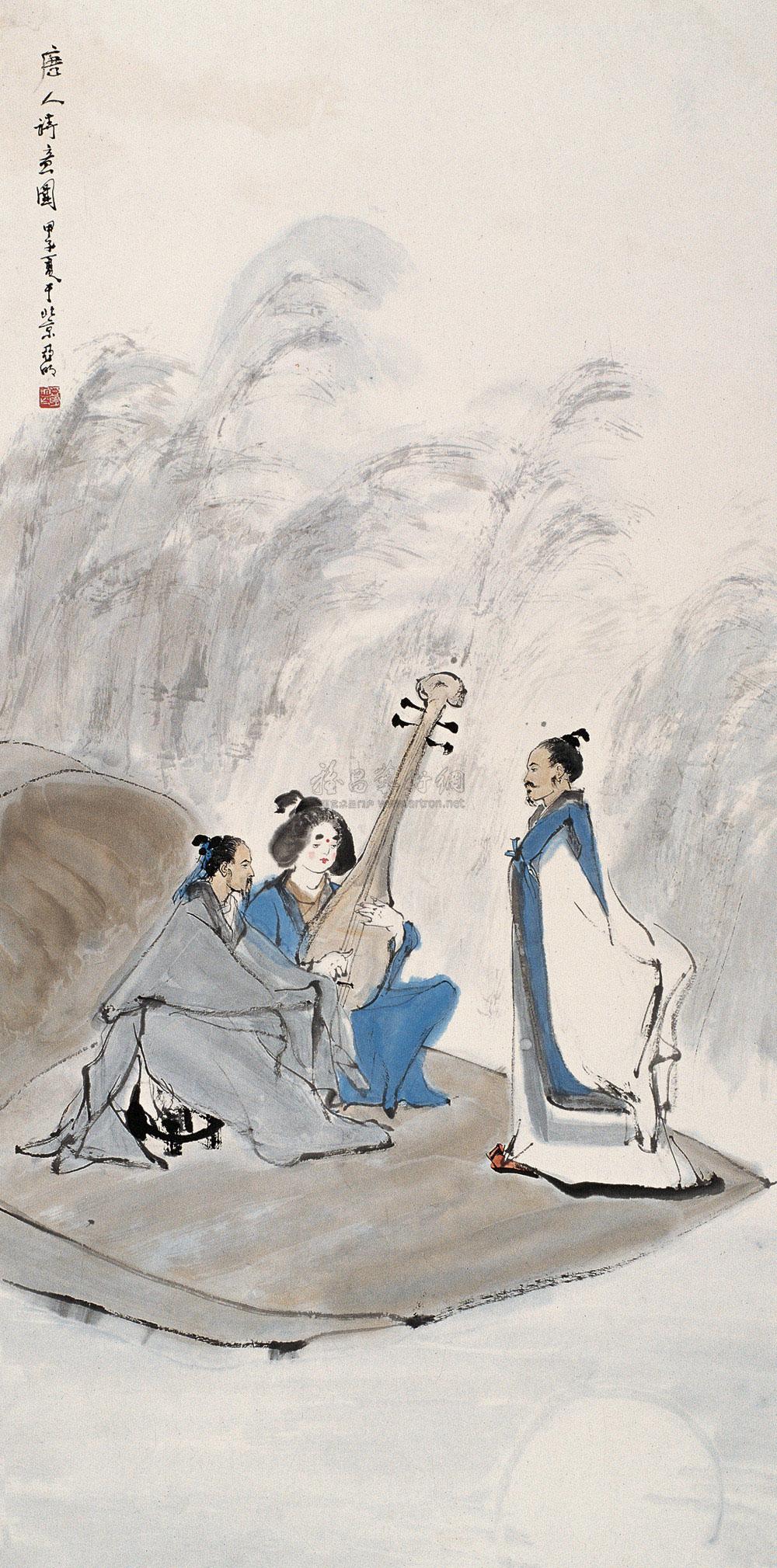 1137 1984年作 琵琶行诗意 立轴 设色纸本