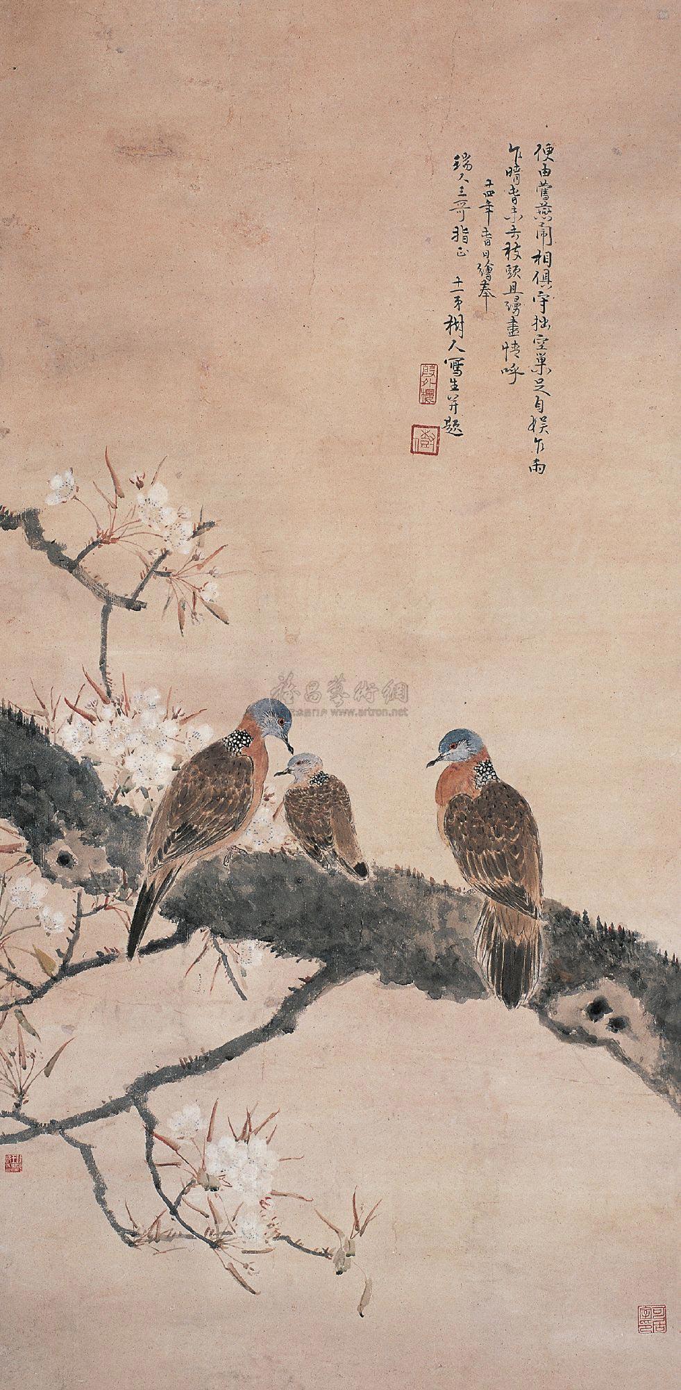【梨花斑鸠图】拍卖品_图片_价格_鉴赏_绘画_雅昌艺术
