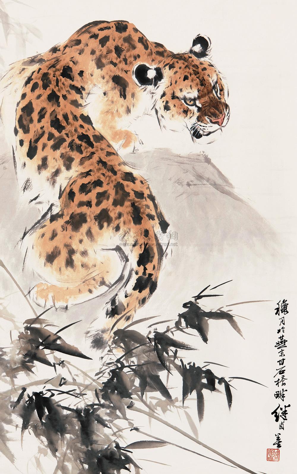 0108 花豹图 立轴 纸本