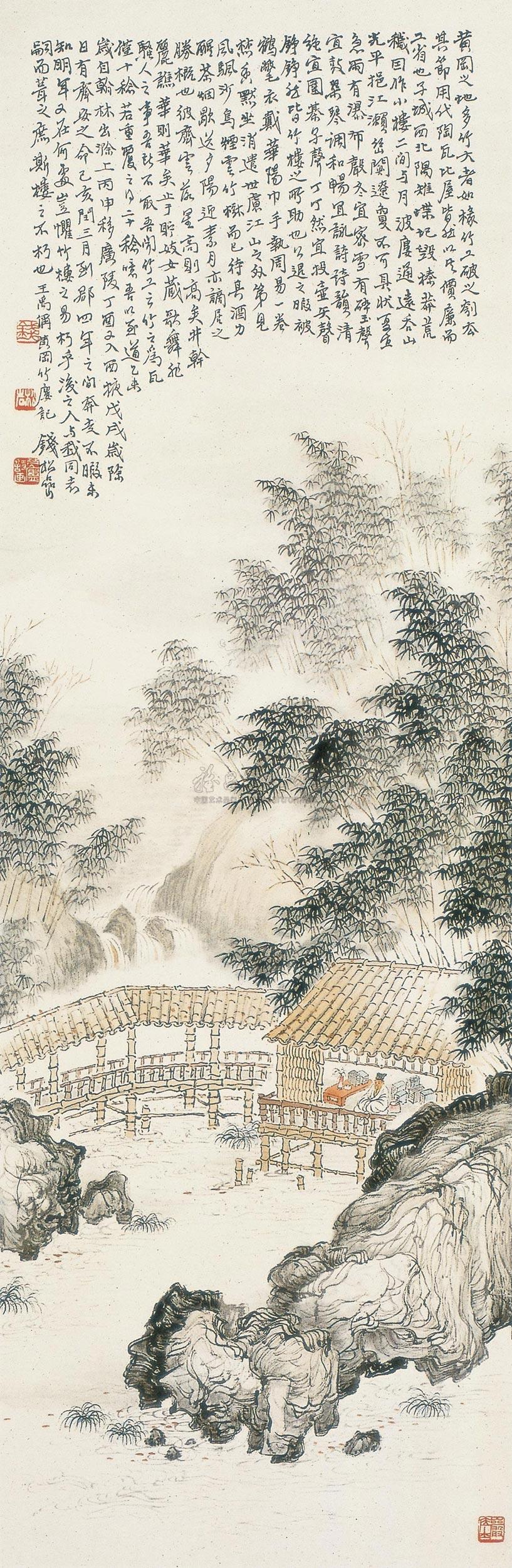 1815 黄冈竹楼图 立轴 设色纸本