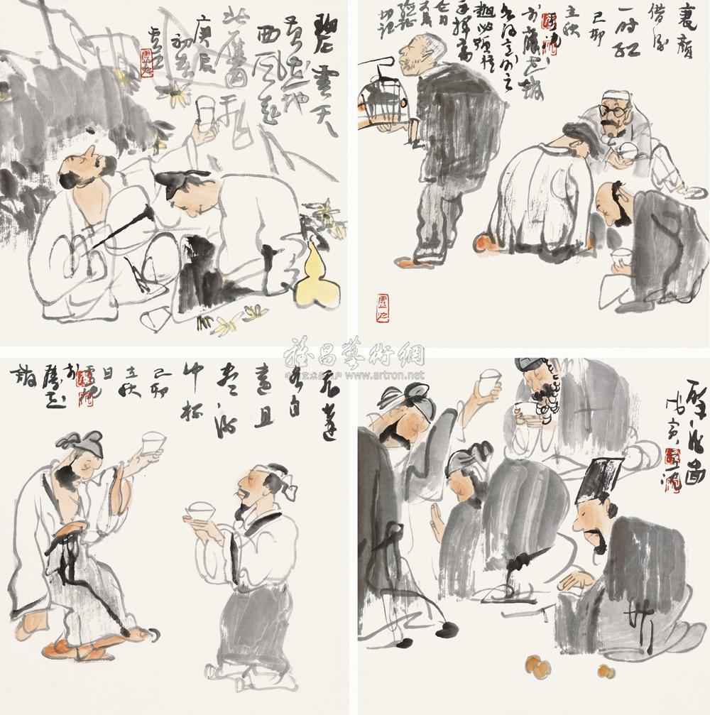 0655 醉酒图 镜心 设色纸本