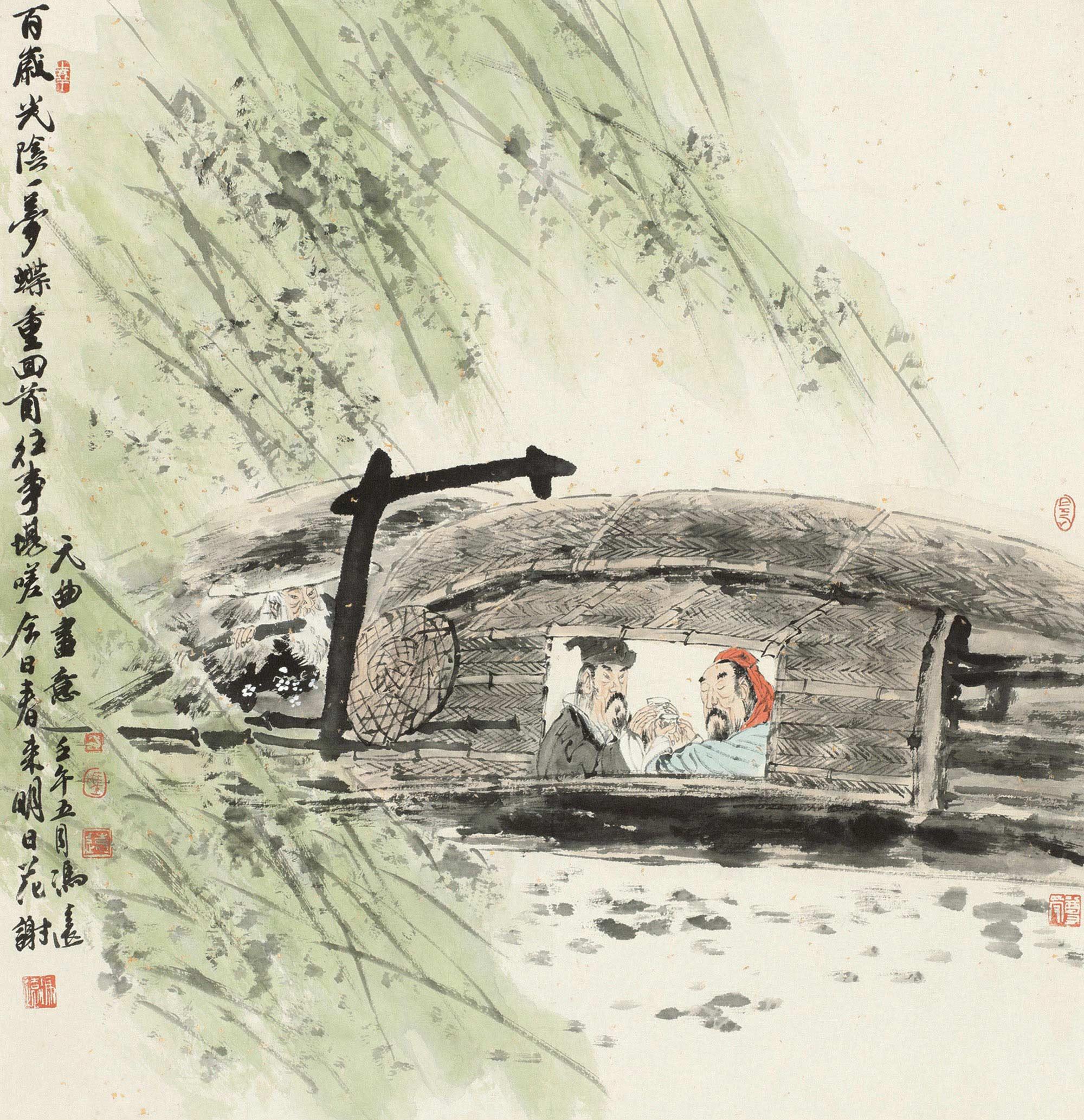 0812 壬午(2002年)作 元曲画意 立轴 设色纸本
