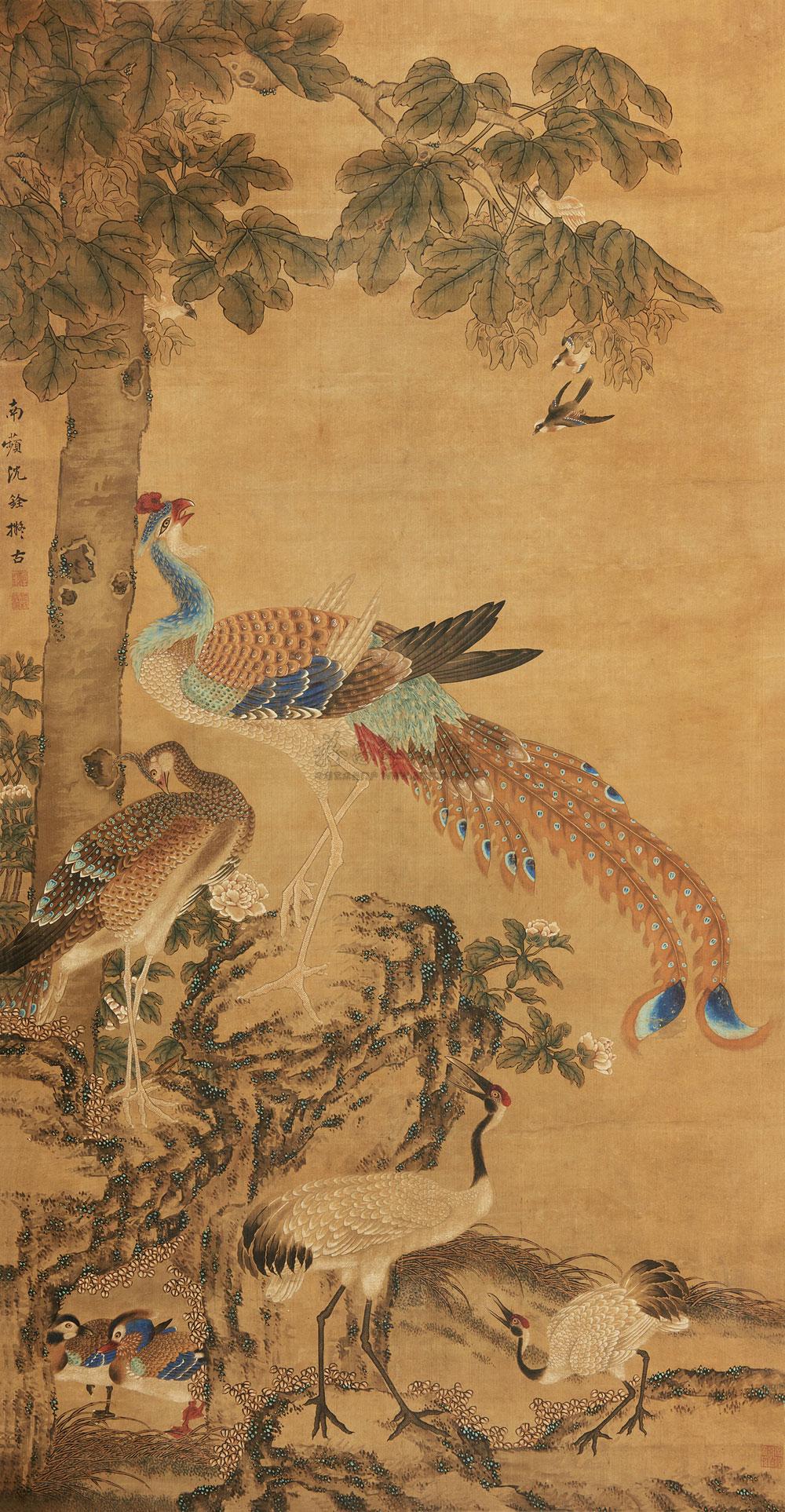 0354 百鸟朝凤图 立轴 绢本