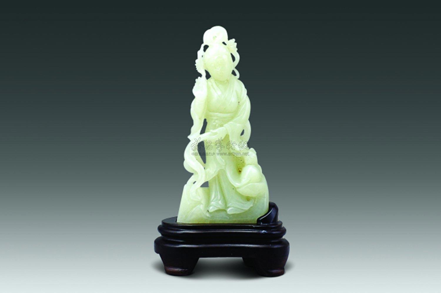 0054 民国 白玉雕仕女摆件