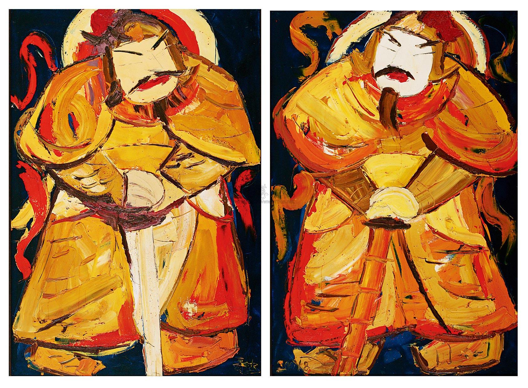 门神(一 b.门神(二 a.油彩 画布 b.油彩 画布