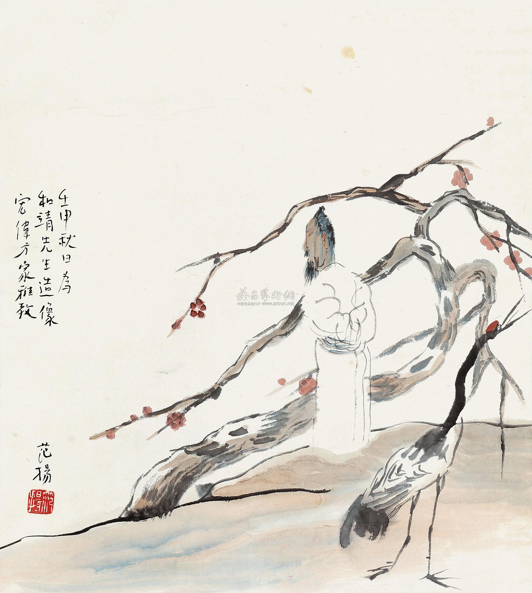 3803 林和靖像 立轴 设色纸本