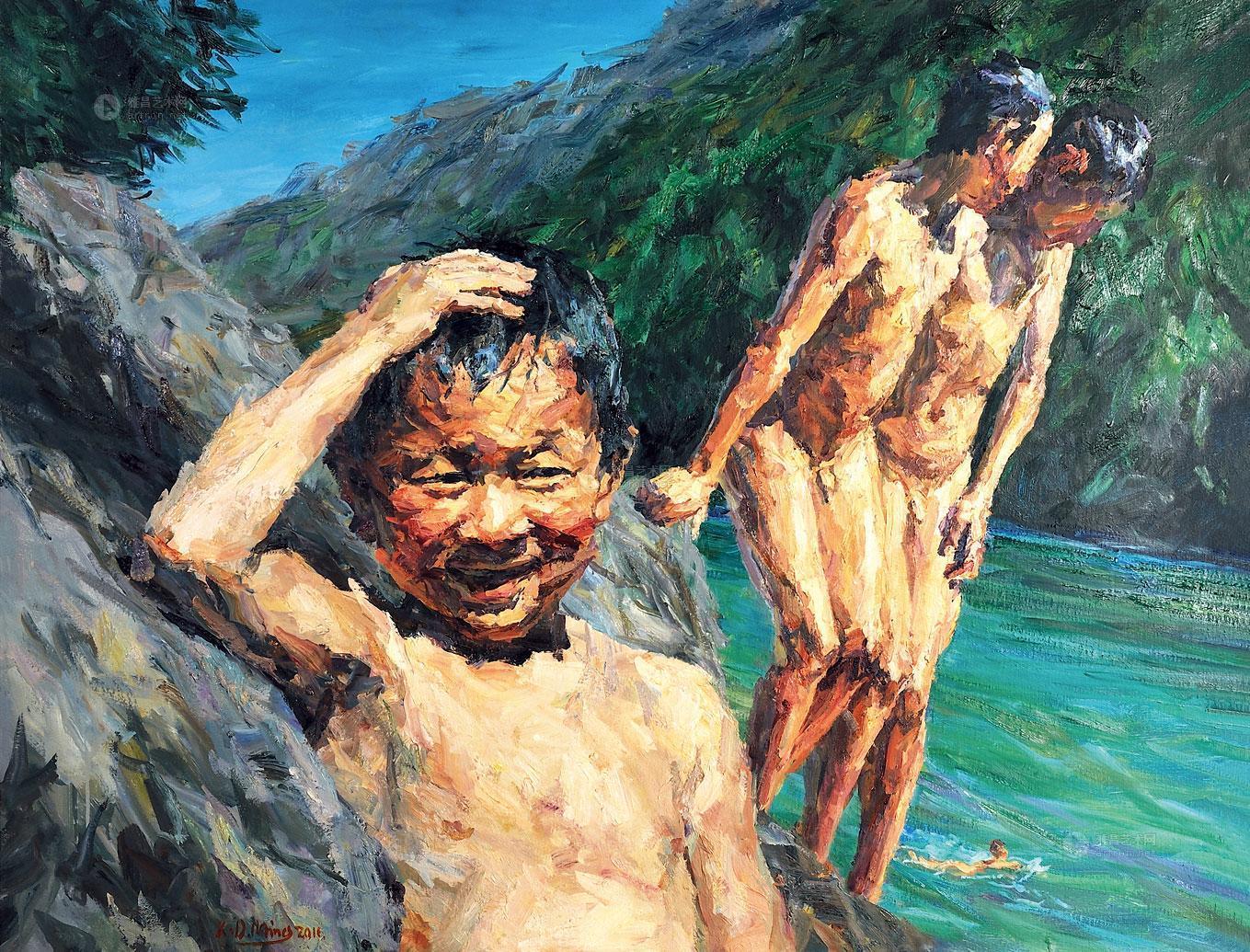 0420 2011年作 独龙江畔的男孩 布面油画
