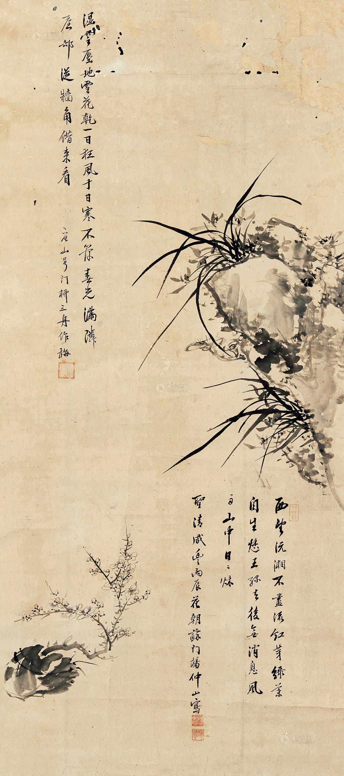 0584 梅兰双清 立轴 水墨纸本