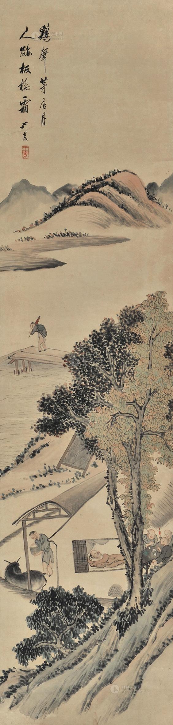 商山早行 立轴 设色纸本