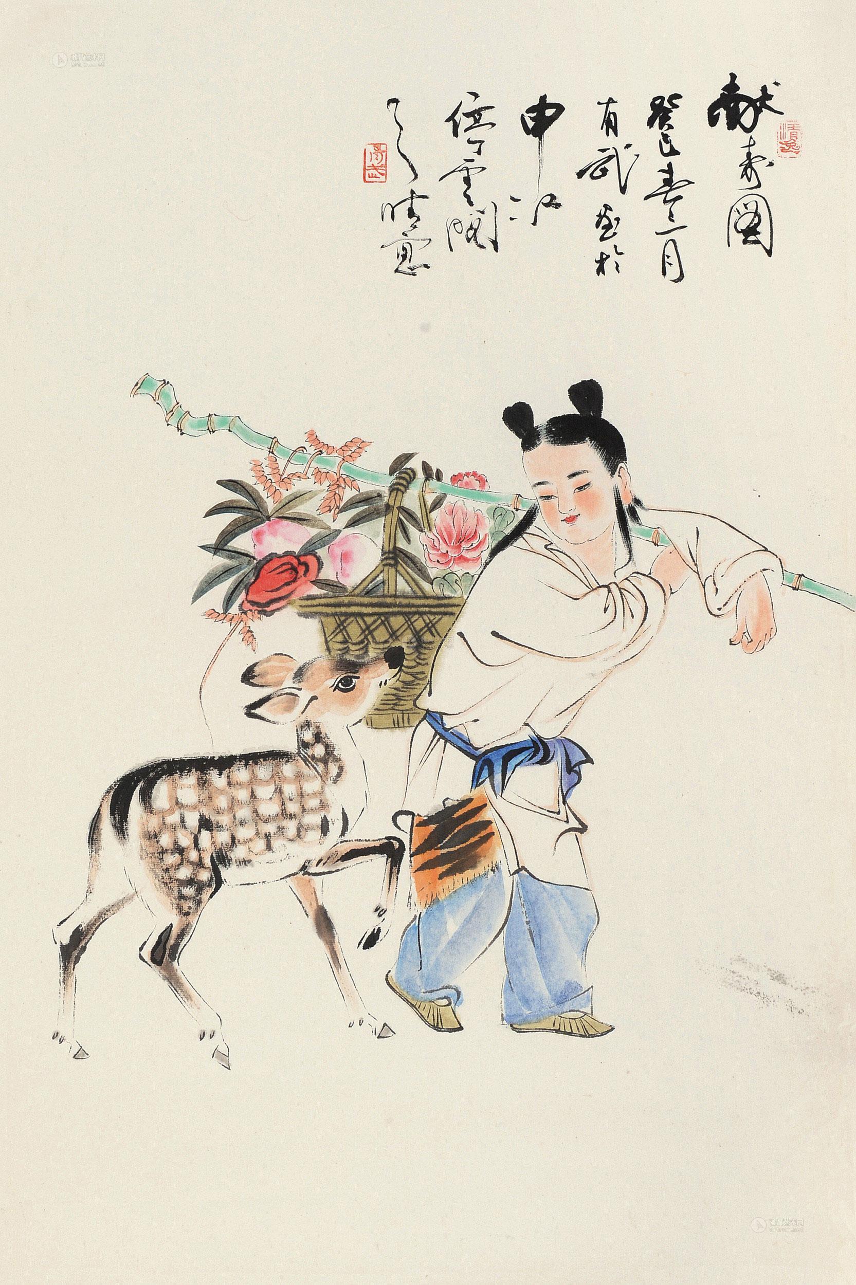 0735 献寿图 镜片 设色纸本