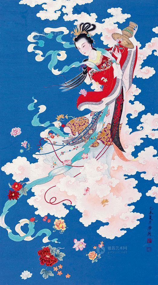 0244 天女散花 立轴 设色纸本