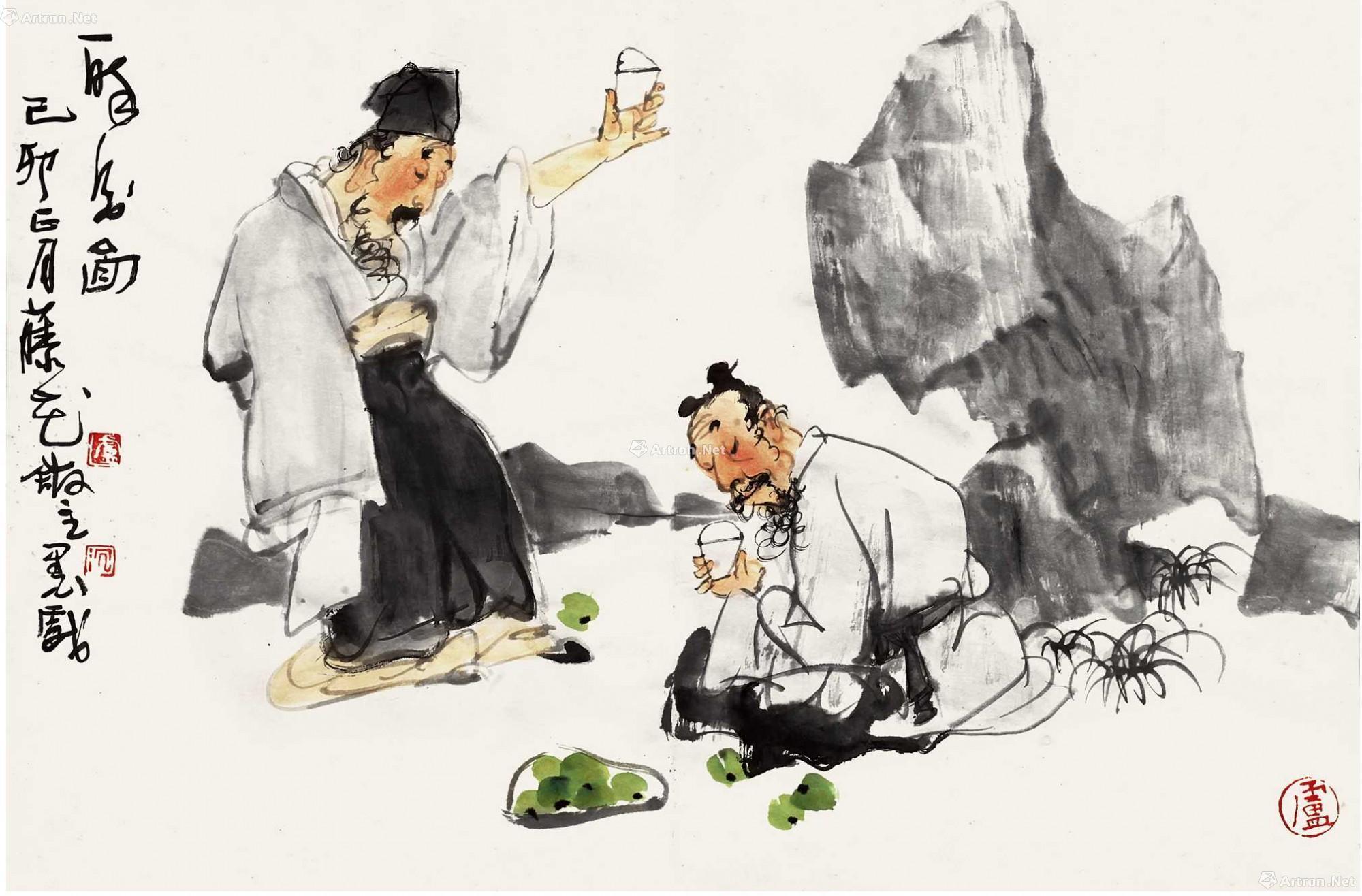 0285 醉酒图 镜心(片 设色纸本