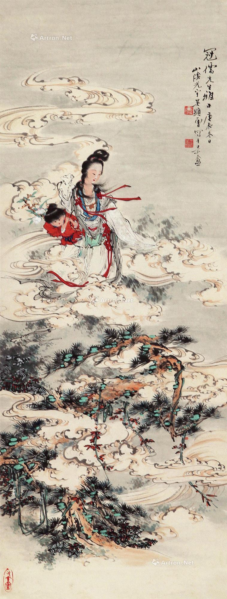 0542 麻姑献寿 立轴 设色纸本