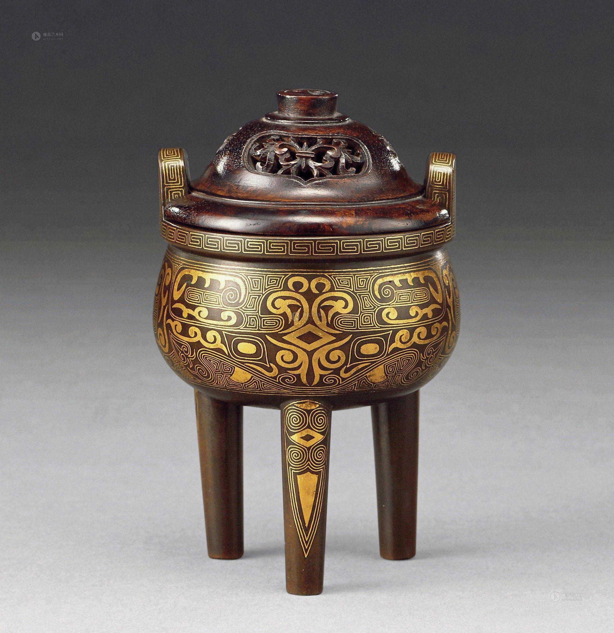 【清 铜错金三足炉】拍卖品_图片_价格_鉴赏_铜器_雅昌艺术品拍卖网