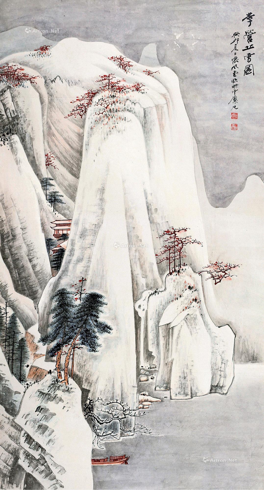 0428 1963年作 李营丘雪图 镜片 设色纸本