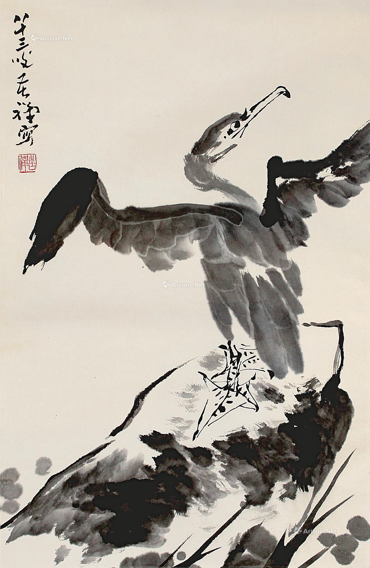 0134 秃鹫 立轴 水墨纸本