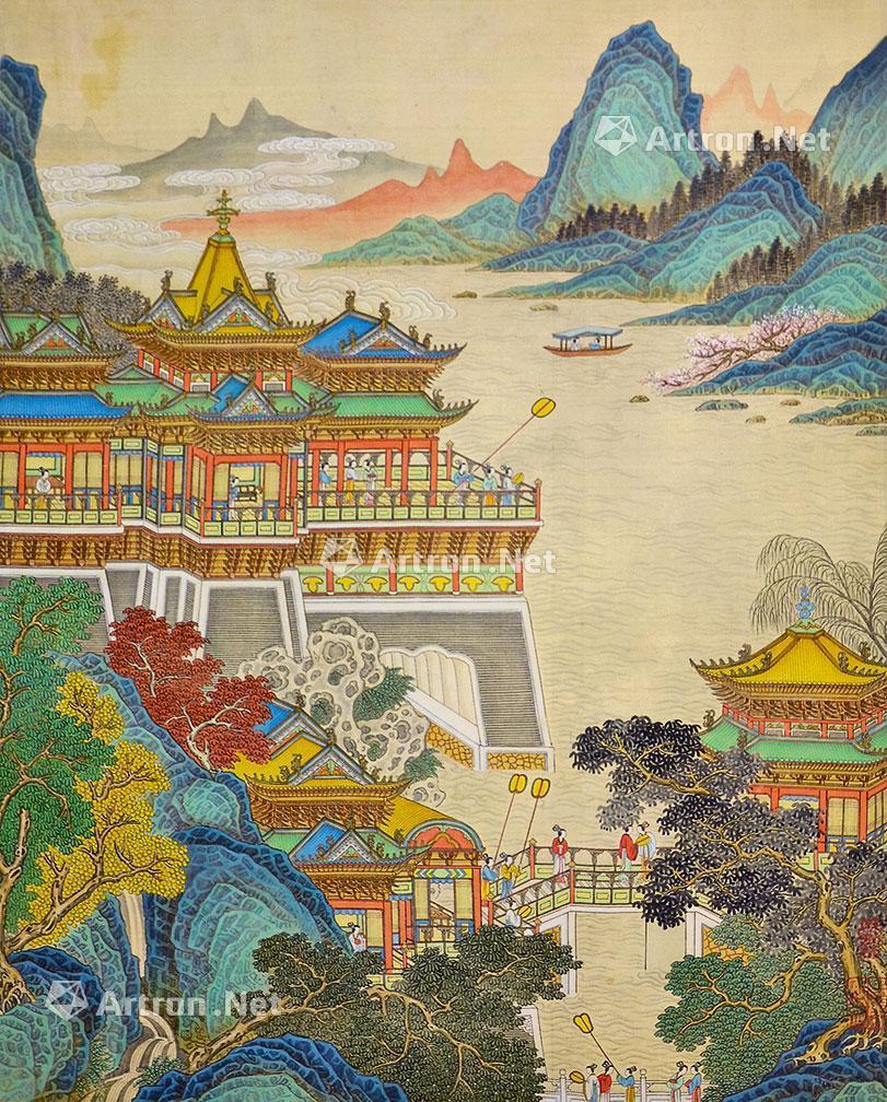 【青绿阁楼 立轴 绢本】拍卖品_图片_价格_鉴赏_绘画_雅昌艺术品拍卖