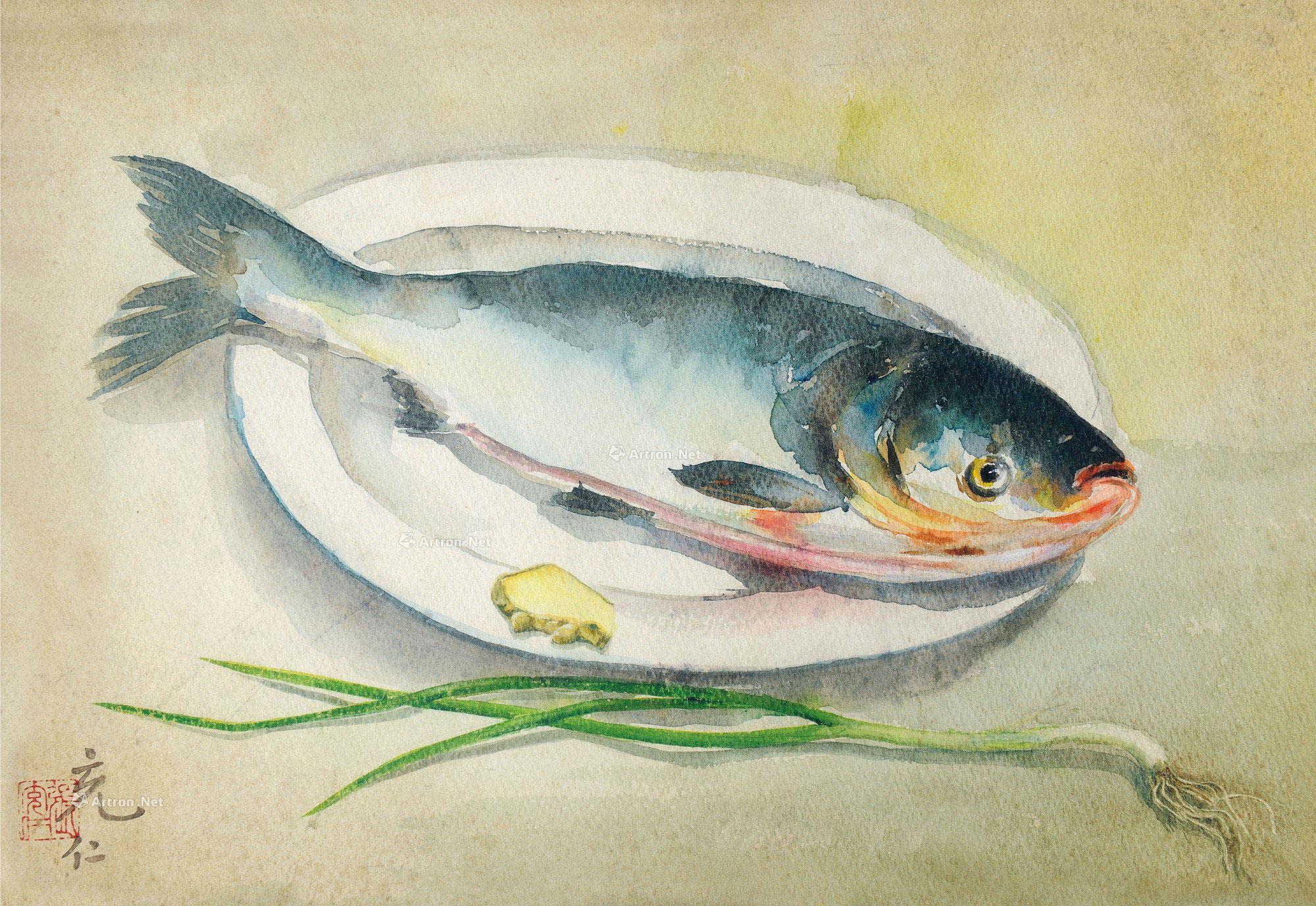 1807 鱼 水彩纸本