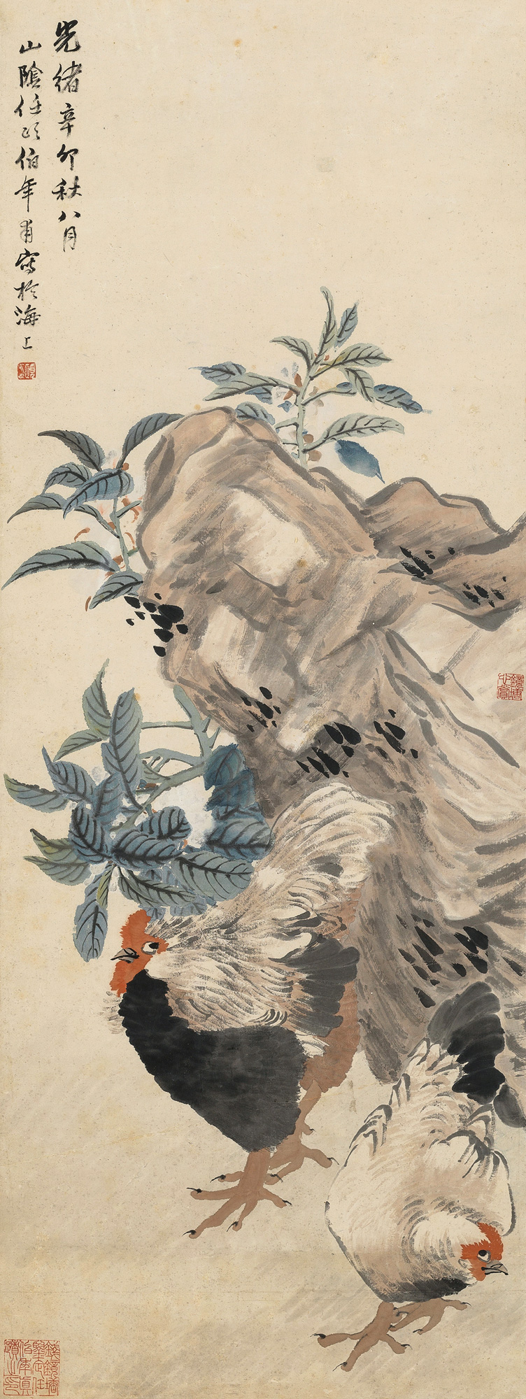 辛卯(1891年)作 大贵有吉 立轴 设色纸本