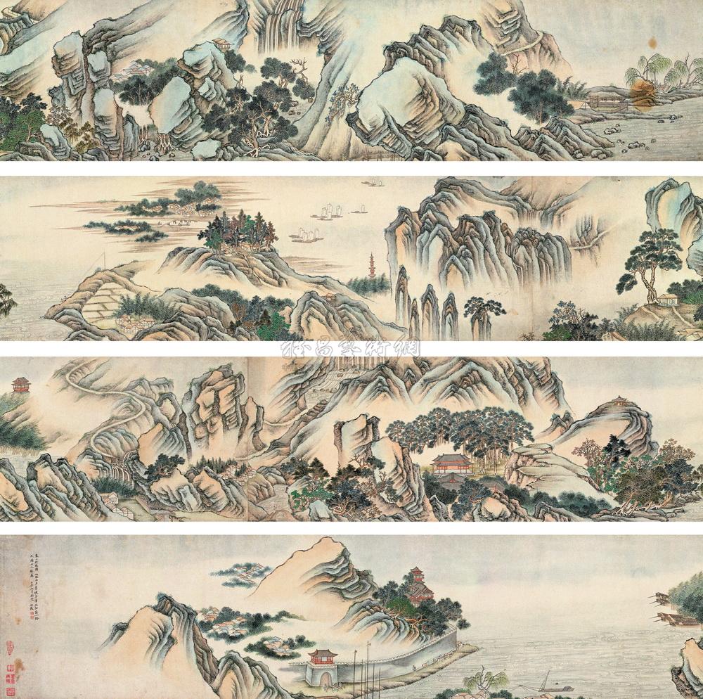 1048 壬午(1822年)作 春山行旅图 手卷 设色纸本