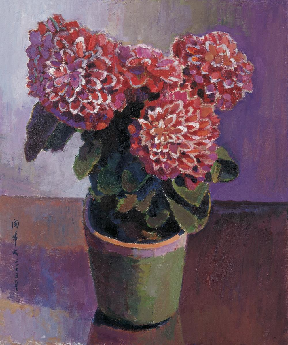0821 2005年作 绣球花 布面 油画