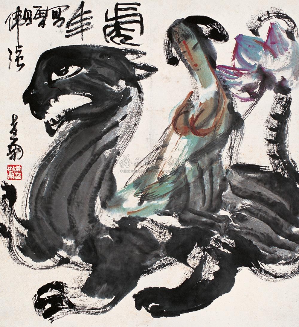 0450 伏虎图 立轴 设色纸本