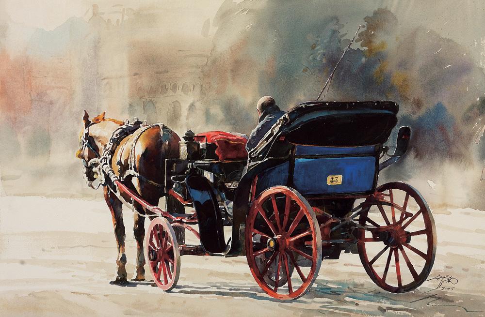 【2004年作 《罗马街景》 水彩画】拍卖品_图