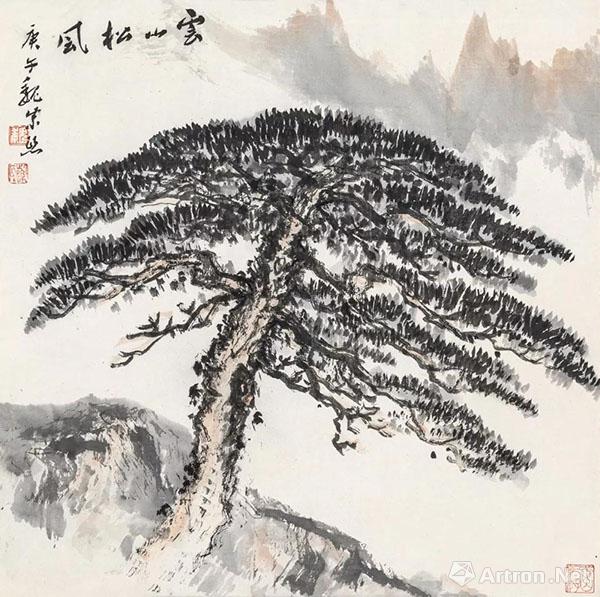 245 魏紫熙 云山松风 纸本 立轴 34×34cm