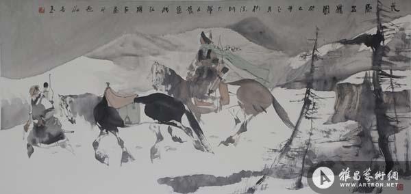 《荒原出猎图》  潘喜良 70x138cm