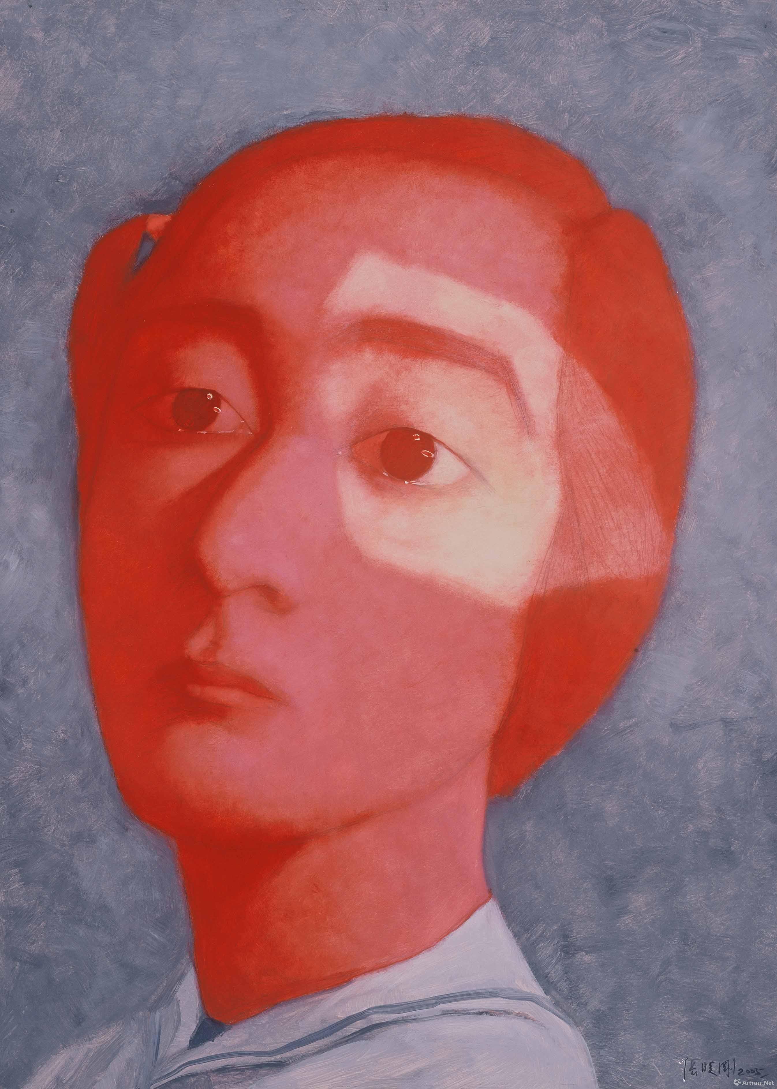 《红色女孩》纸上油画 张晓刚 91×64cm 2005年