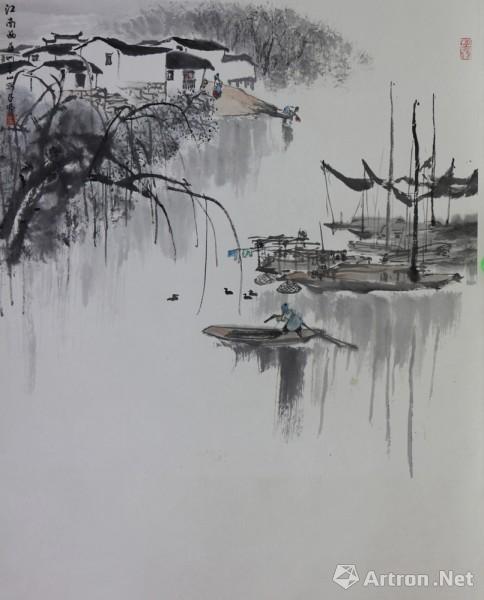 《江南曲 亚明 68.4x67.5cm 20世纪90年代 纸本设色