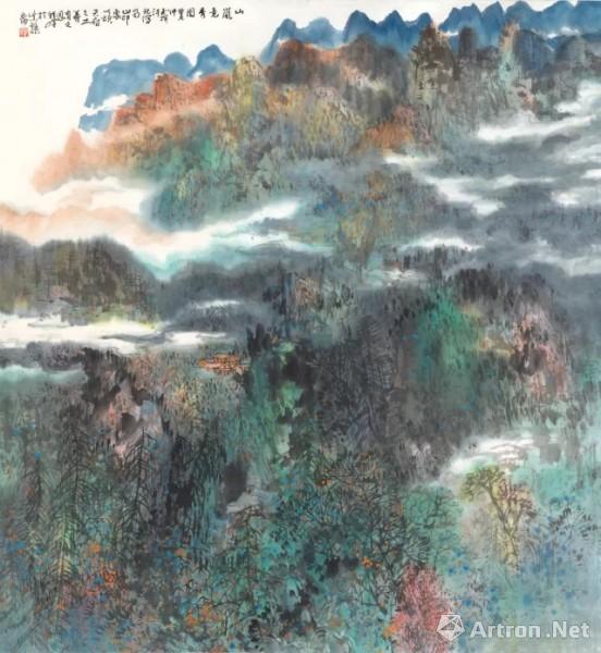 《山岚竞秀图》  程峰 98×98cm  纸本水墨