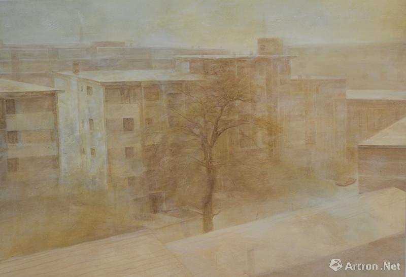 《长春.5月4日沙尘暴》  李书春 110x79cm 2001年 纸本丹培拉