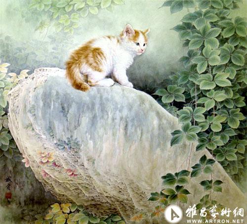 邢诚爱"来自心灵的感悟对话猫咪"工笔画展开幕