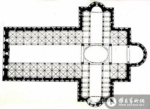 比萨主教座堂(pisa cathedral)平面图-罗马风