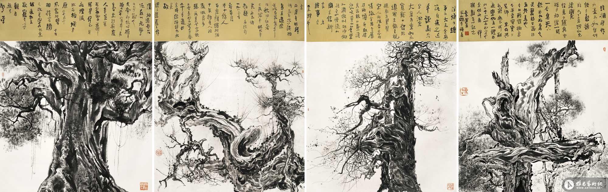 清、奇、古、怪（四联画）^_^Four Strangenesses（Four Sections）