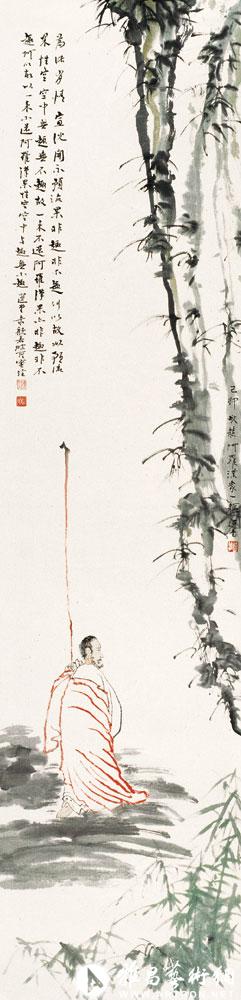 柱杖罗汉<br>^-^Luohan with Long Stick