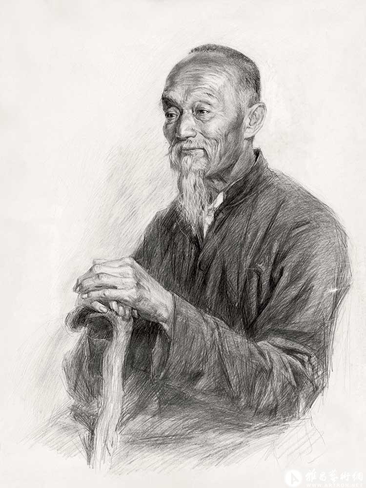 老人人体素描的画法图片