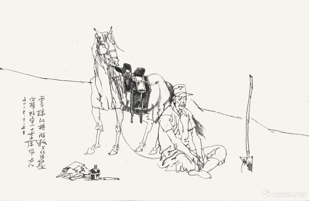 内蒙古速写-西乌珠沁旗大草原的牧马人