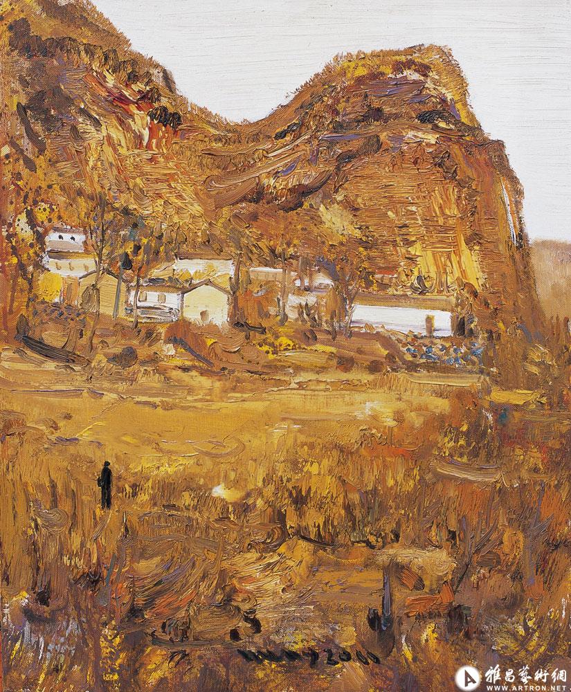 《远眺龙床口》_油画风景系列作品_孟新宇作品展_孟新宇在线作品