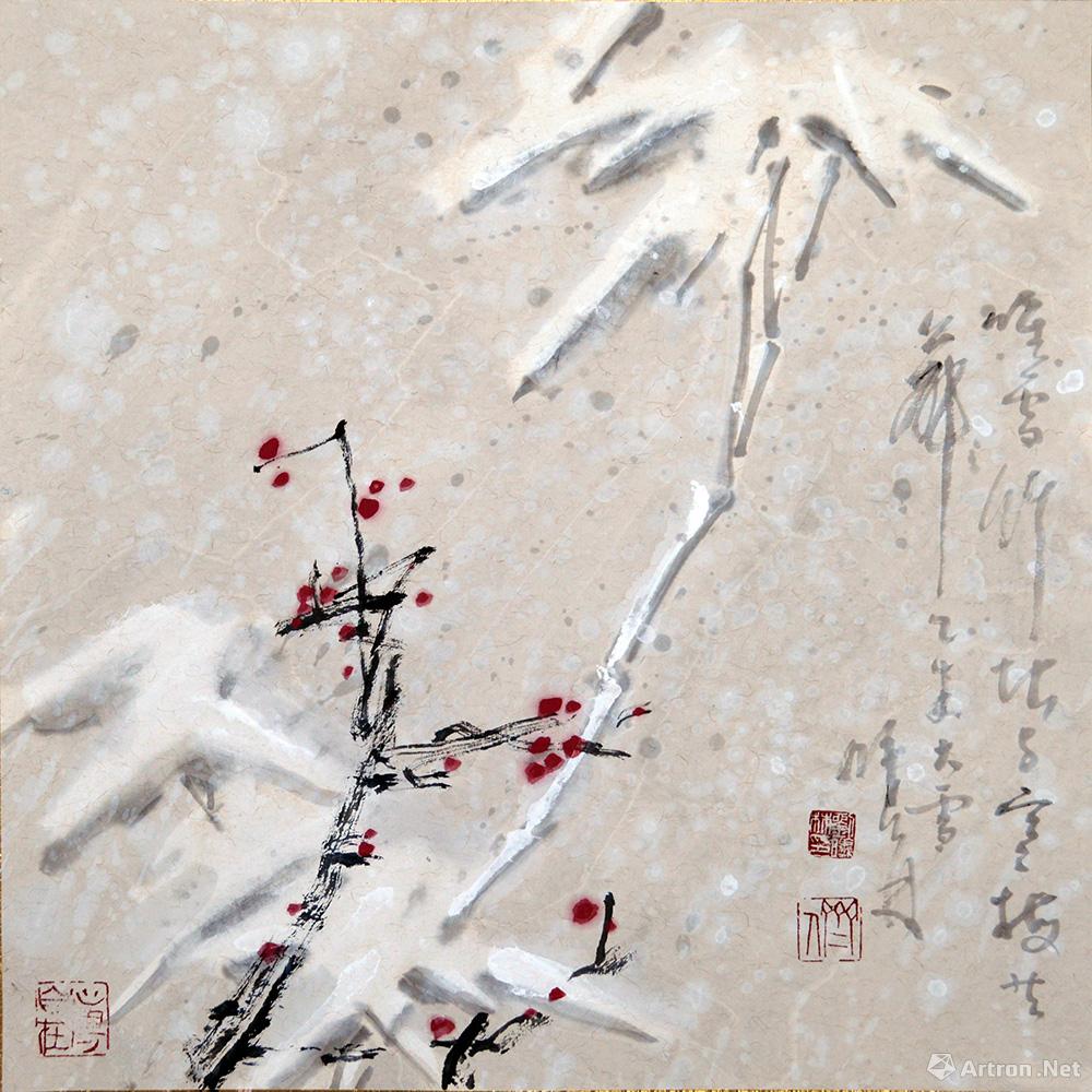 冬雪-修竹红梅