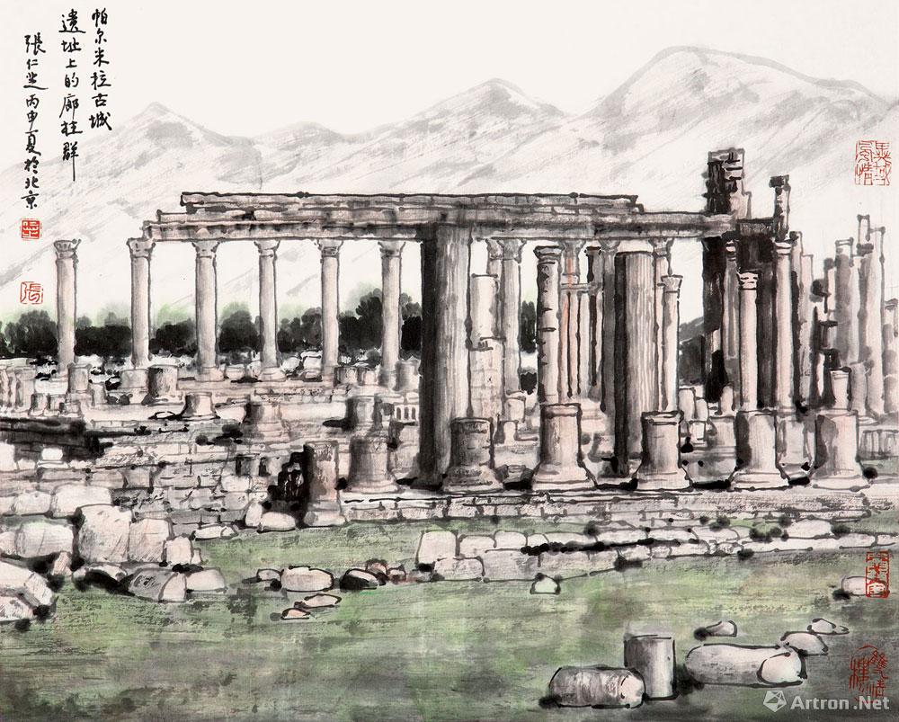 帕尔米拉古城遗址上的廊柱群