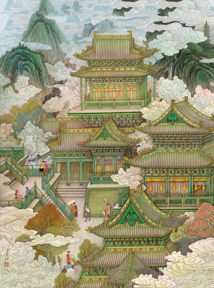 圣地（界画）（局部）001<br> Feng Changjiang Holy Land (Ruler painting)（Part）001