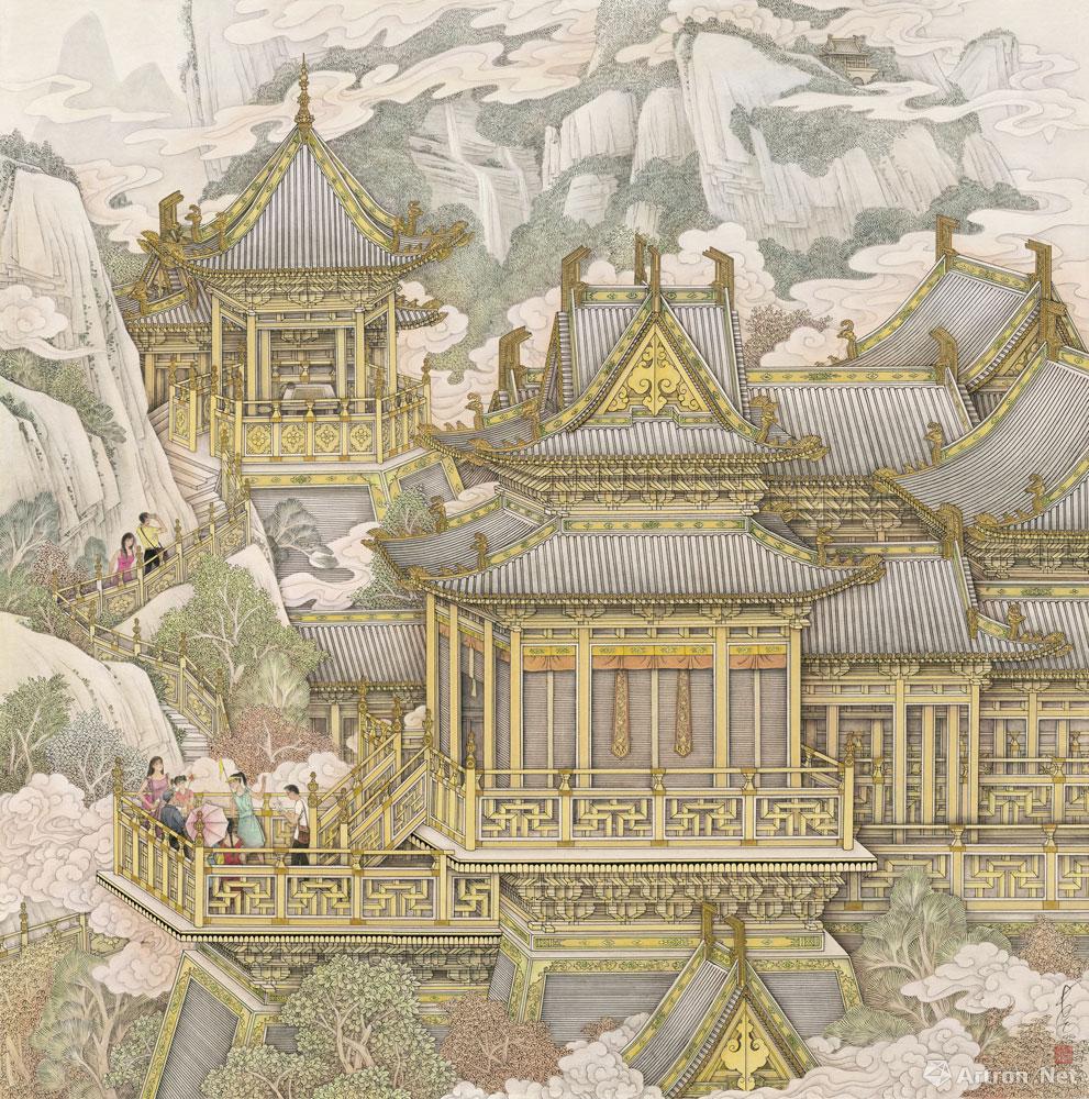 神游（界画）<br> Feng Changjiang Imaginative Travel (Ruler painting)