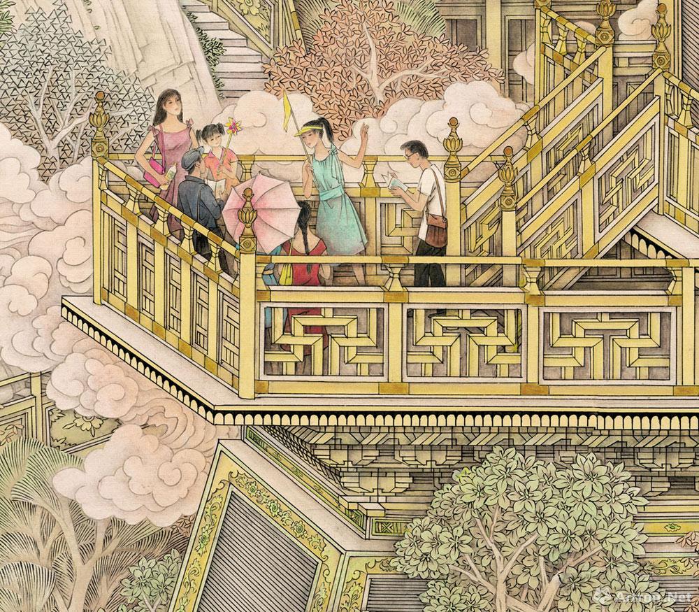 神游（界画）（局部）002<br> Feng Changjiang Imaginative Travel (Ruler painting)（Part）002